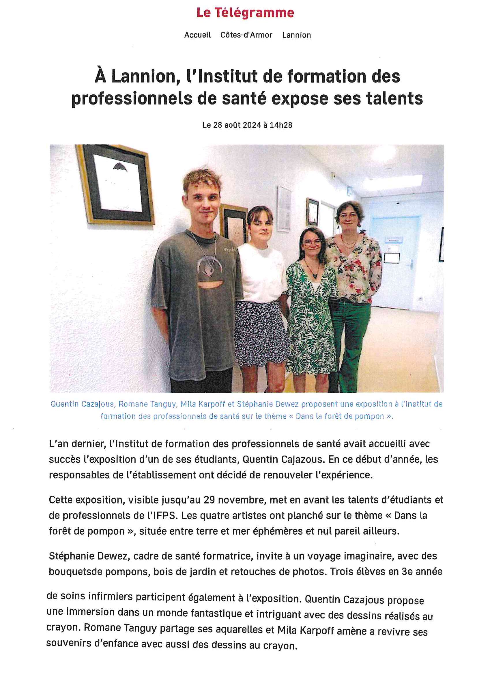À Lannion, l'Institut de formation des professionnels de santé expose ses talents